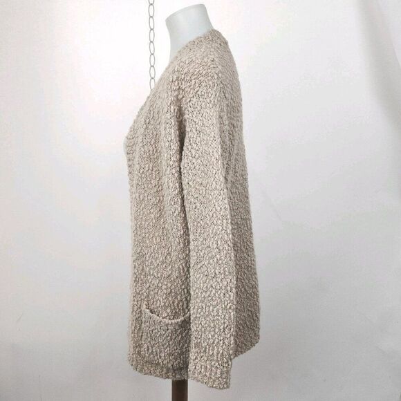 Forever 21 Cozy Textured Boucle Beige Open Front Cardigan Pockets Womens S - Picture 3 of 5